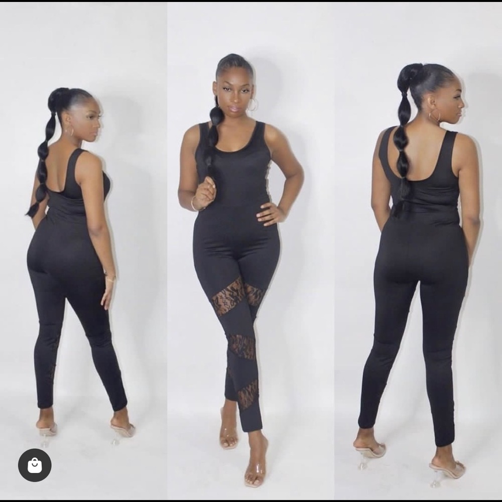 Black lace and low jumpsuit